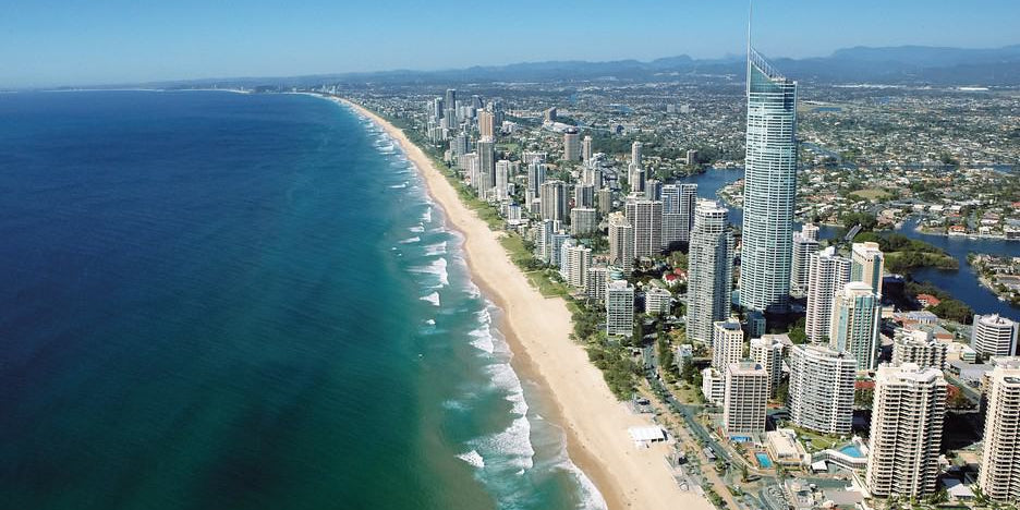 Swimming at Surfers Paradise Beach, Queensland