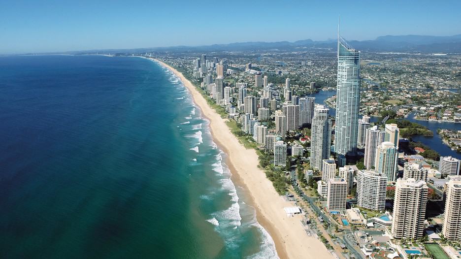 Swimming at Surfers Paradise Beach, Queensland